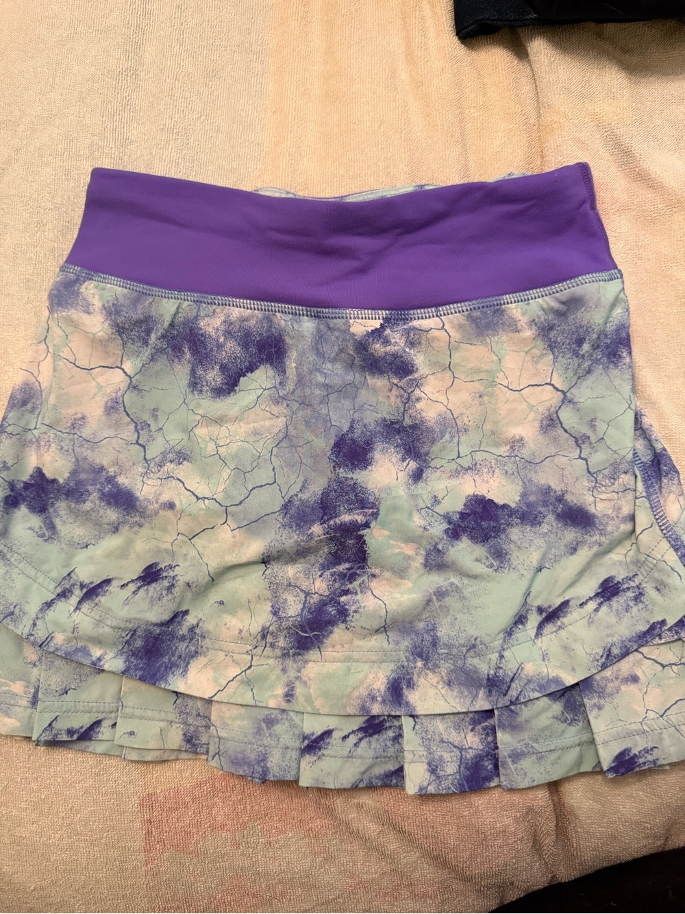 Ivivva Purple Waist Mint and Violet Tie-Dye Pleated Skort